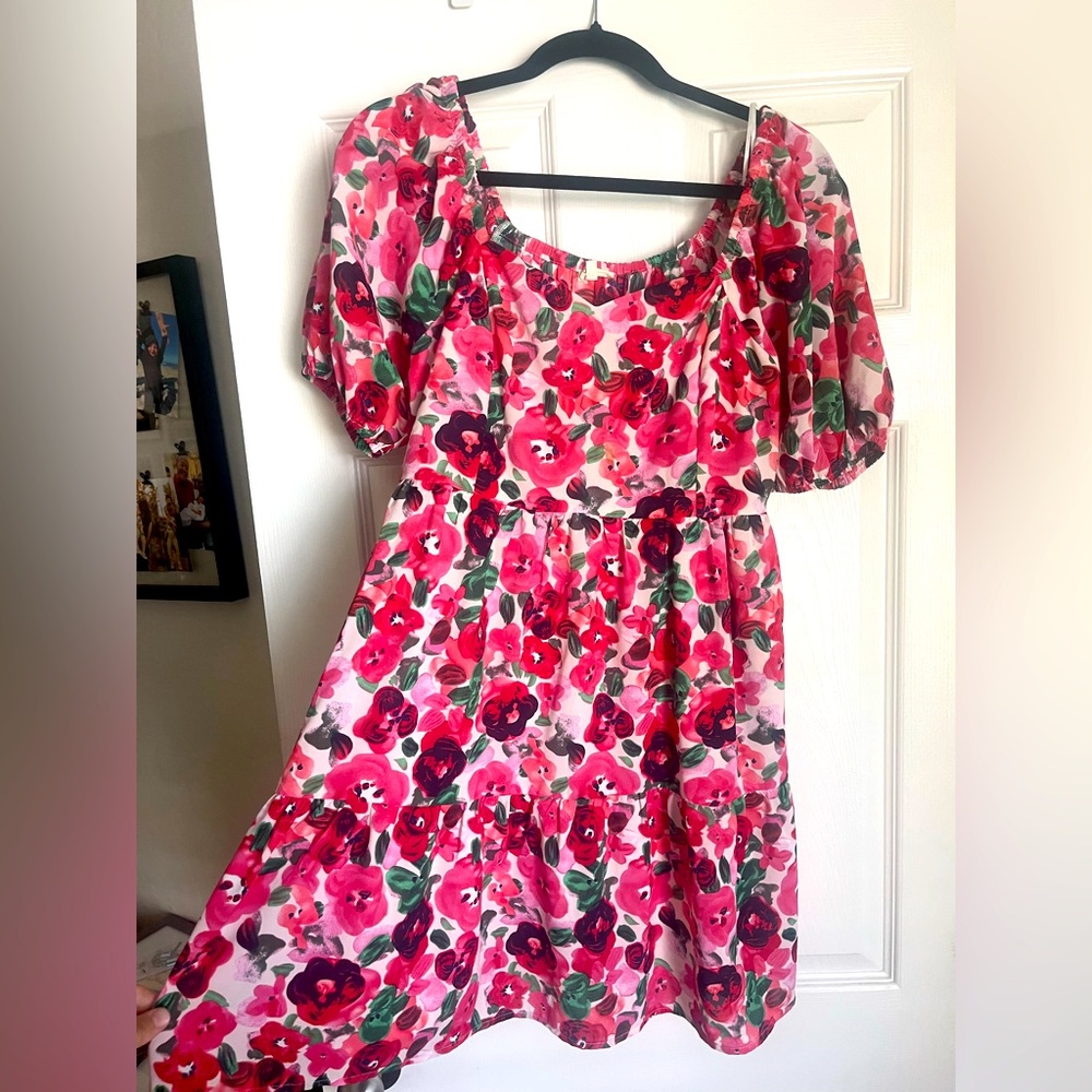 JODIFL Pink and Red Floral Dress